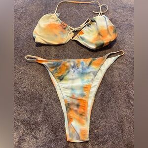 SHEIN Orange and Blue Swirl Bikini